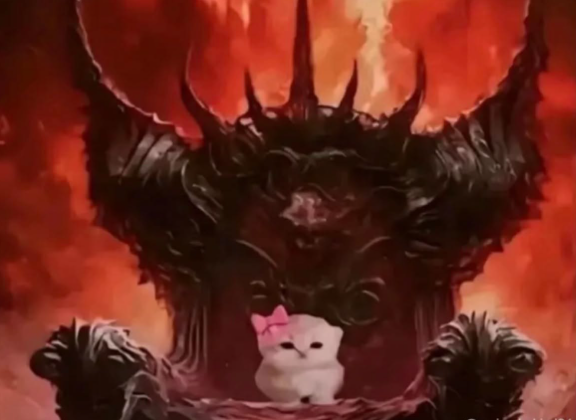 Evil Kitten on Throne